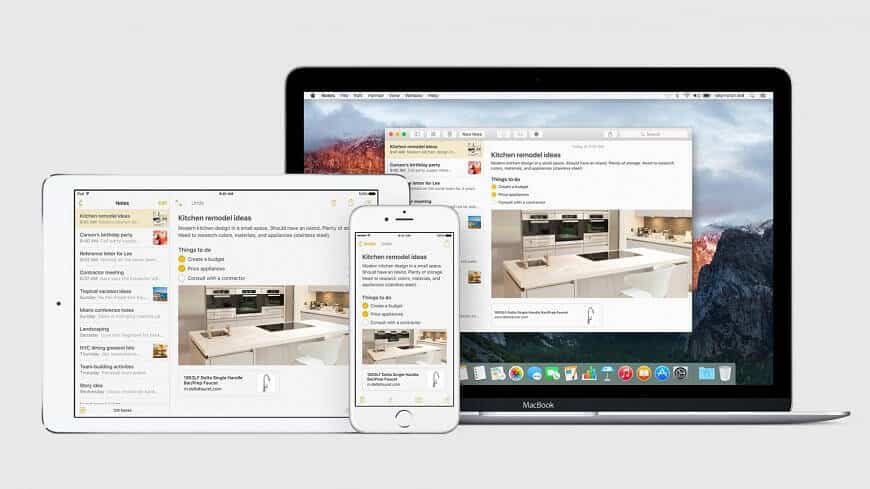 Ekosystem Apple na przykładzie aplikacji Notatki, źródło: actualapple.com