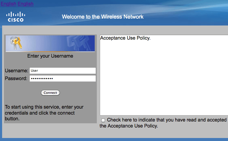 Przykładowa strona Captive Portal, źródło: cisco.com