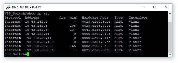 Tabela ARP na przełączniku Cisco